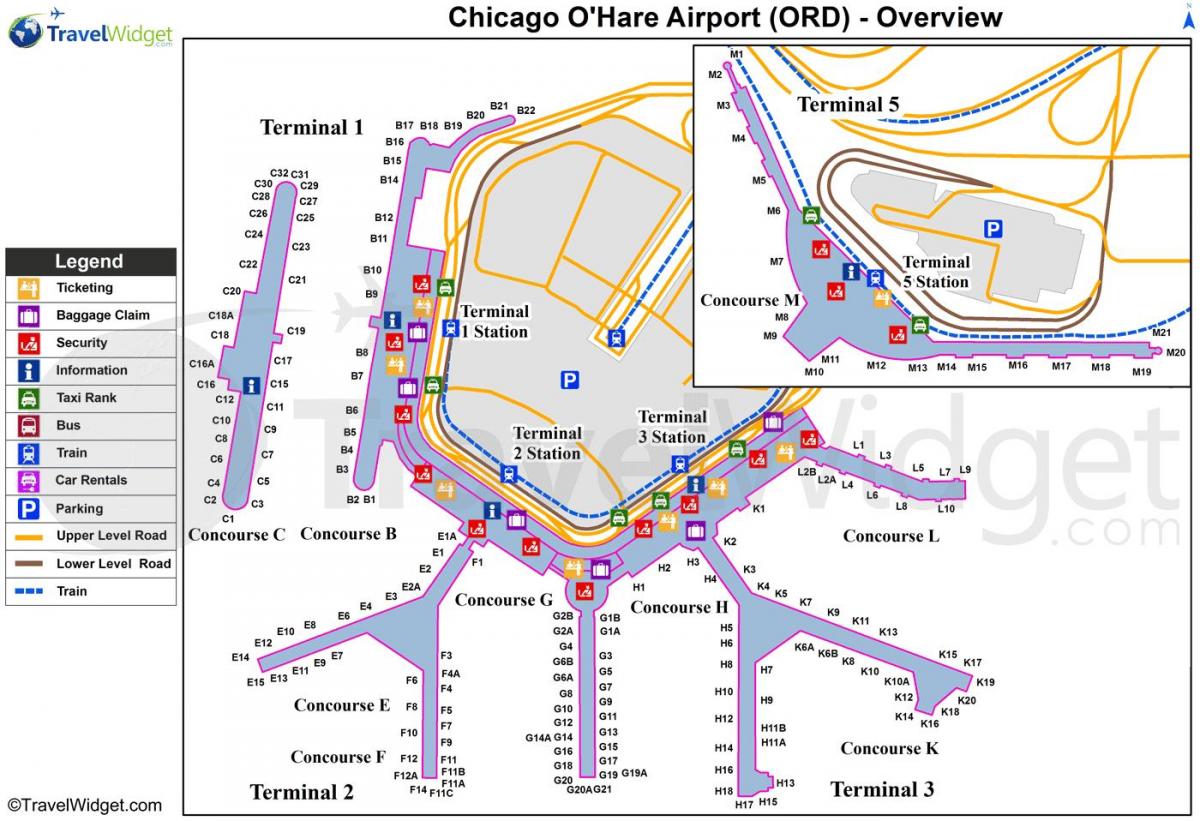 ramani ya Chicago O Sungura airport