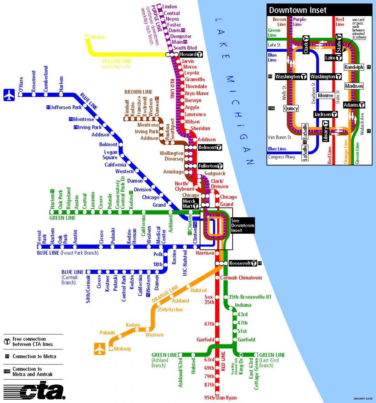 subway katika Chicago ramani