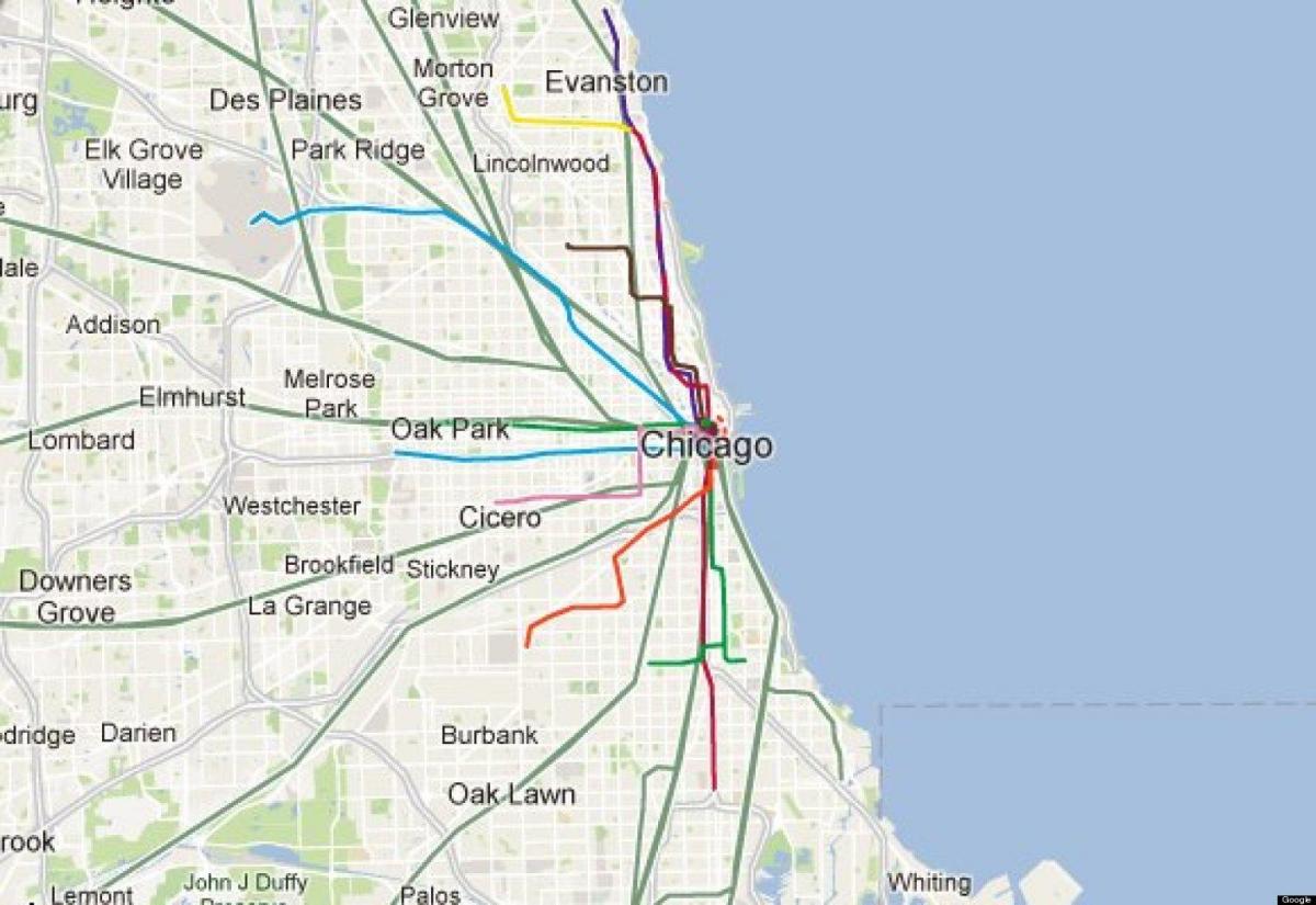 Chicago bluu line treni ramani