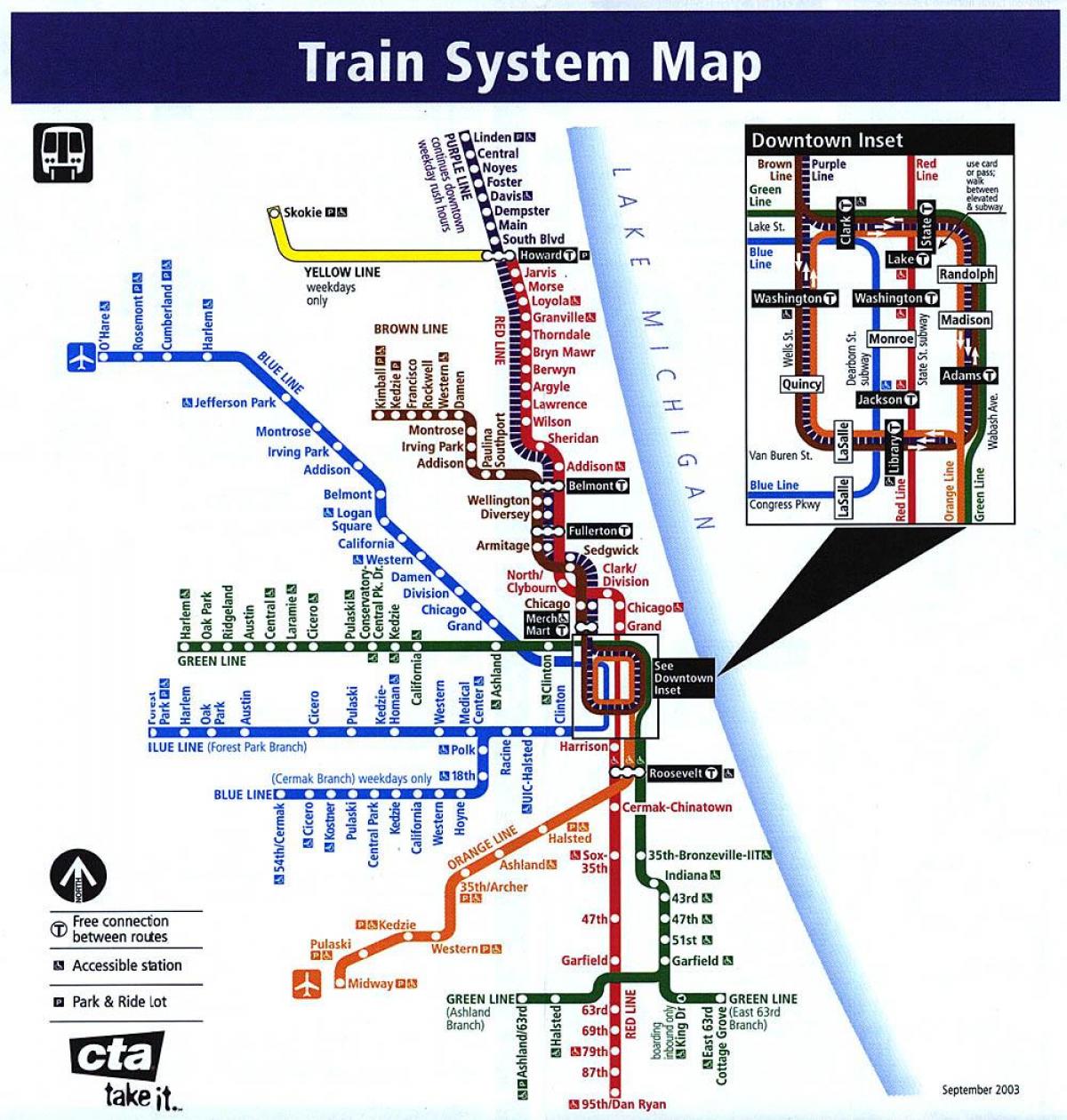 Chicago mistari metro ramani