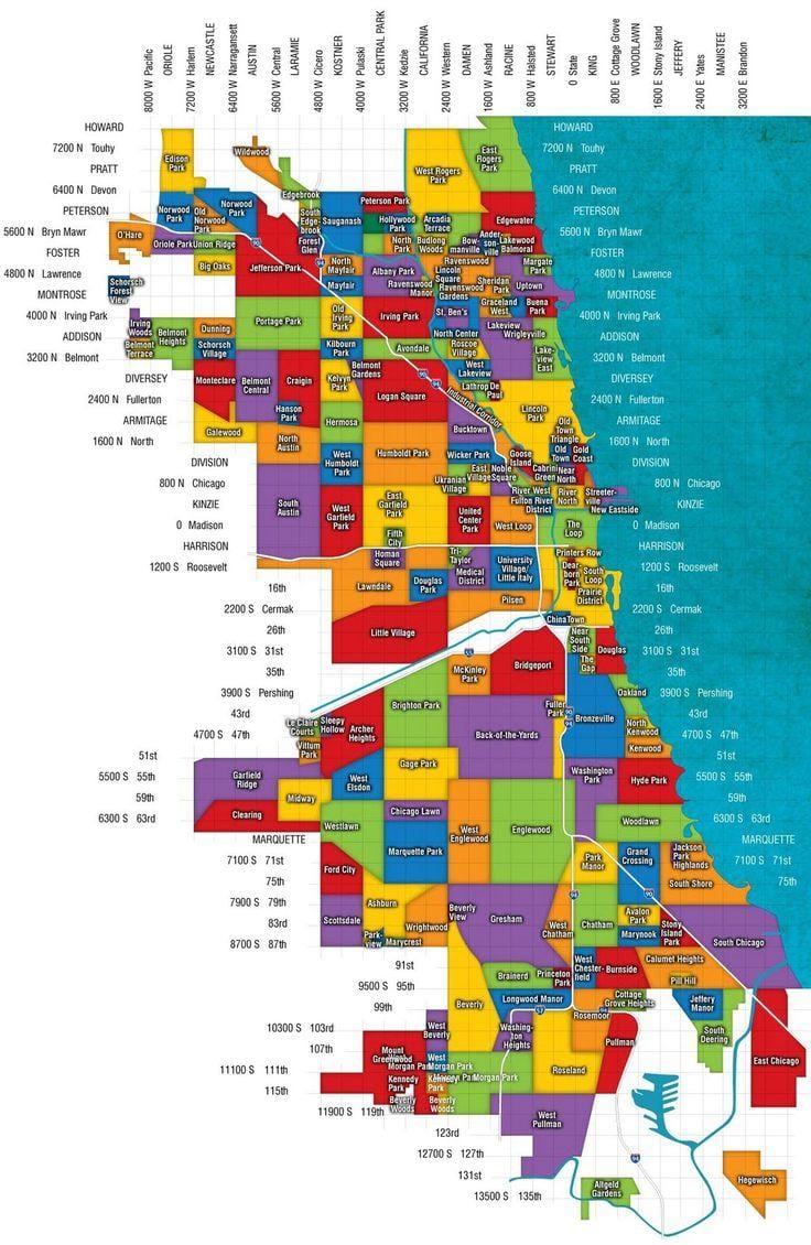 ramani ya Chicago na vitongoji