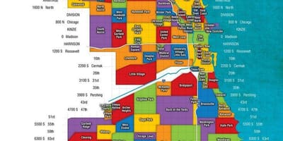 Ramani ya Chicago na vitongoji